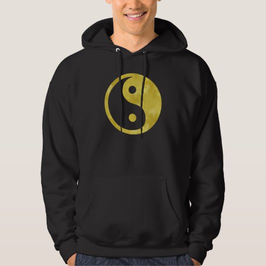 Gold White Faux Foil Metallic Yin Yang Taoism Hoodie (Voorkant)
