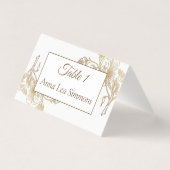 Gold White Faux Metal Floral Wedding Name Place Kaart (Achterkant)