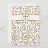 Gold White Fleur de Lis Floral Formal Afstuderen Kaart (Achterkant)