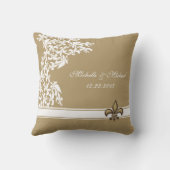 Gold White Fleur de Lis Keepomwille Pillow Kussen (Achterkant)
