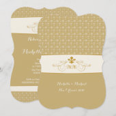 Gold White Fleur de Lis Wedding Event Kaart (Voorkant / Achterkant)