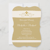Gold White Fleur de Lis Wedding Event Kaart (Achterkant)