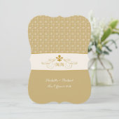 Gold White Fleur de Lis Wedding Event Kaart (Staand voorkant)