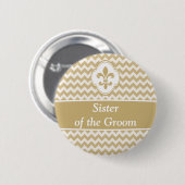 Gold White Fleur de Lis Wedding Party Buttonnen Ronde Button 5,7 Cm (Voorkant /achterkant)