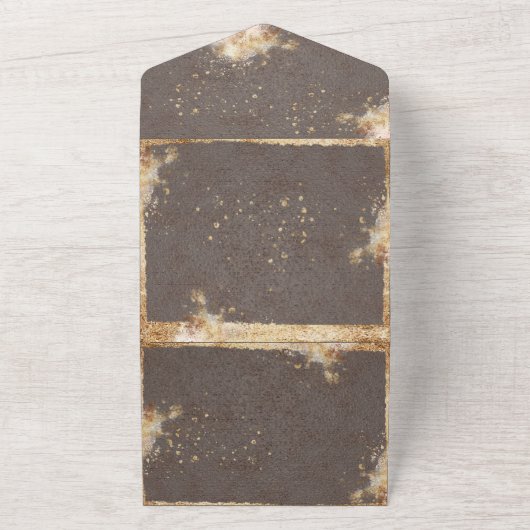 Gold White Floral botanische elegant All In One Uitnodiging (Buitenkant)