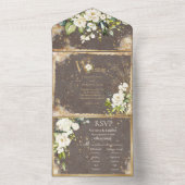 Gold White Floral botanische elegant All In One Uitnodiging (Binnen)