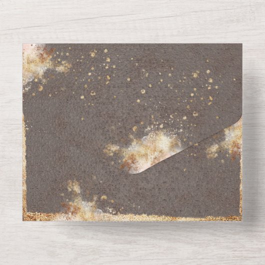 Gold White Floral botanische elegant All In One Uitnodiging (Achterkant)