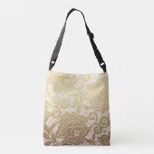 Gold & White Floral Faux Lace Crossbody Tas (Achterkant)