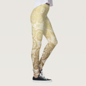 Gold & White Floral Faux Lace Leggings (Rechts)