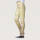 Gold & White Floral Faux Lace Leggings (Links)