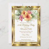 Gold white Floral Hibiscus Birthday Party Kaart (Voorkant)