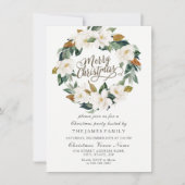 Gold & White Floral Leaf Wreate Kerstparty Kaart (Voorkant)
