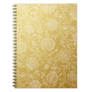 Gold & White Flower Pattern Notitieboek