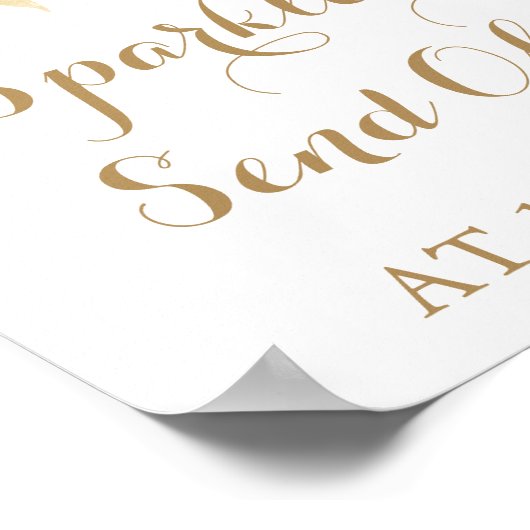 Gold White Flower Sparkler Send Off Sign Poster (Hoek)