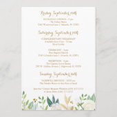 Gold White Flower Weddenschap Welkomstkaarten Programmakaart (Achterkant)