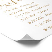 Gold White Flower Wedding Order of Events Sign Poster (Hoek)