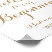 Gold White Flower Welkom bij ons beginteken Poster (Hoek)