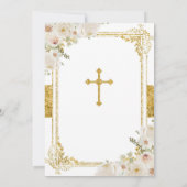 Gold White Flowers Girl First Heilige Communie Kaart (Achterkant)