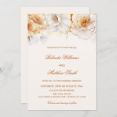 Gold White Flowers Wedding Kaart (Voorkant / Achterkant)