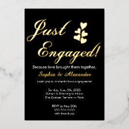 Gold & White Foil Engagement Invitation Folie Uitnodiging