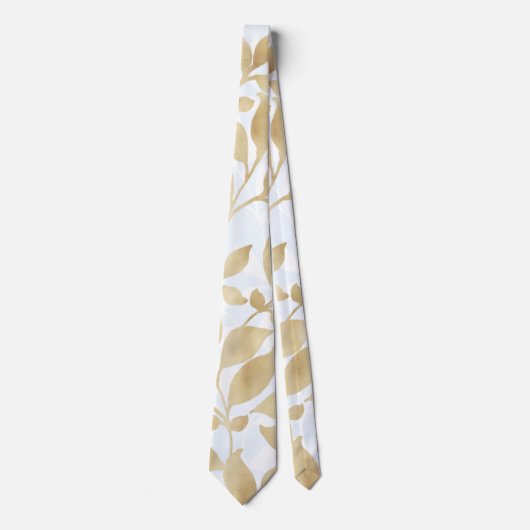 Gold White foliage pattern Stropdas (Voorkant)