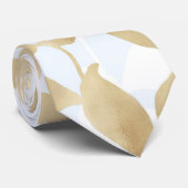 Gold White foliage pattern Stropdas (Opgerold)