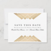 Gold White Geometric Gatsby Folie sparen de datum Aankondiging (Voorkant)