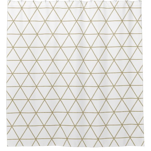 Gold White Geometric Triangles Boho Glam Minimum Douchegordijn (Voorkant)