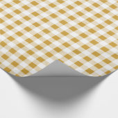 Gold White Gingham Pattern Cadeaupapier (Hoek)