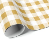 Gold White Gingham Pattern Cadeaupapier (Rol Hoek)