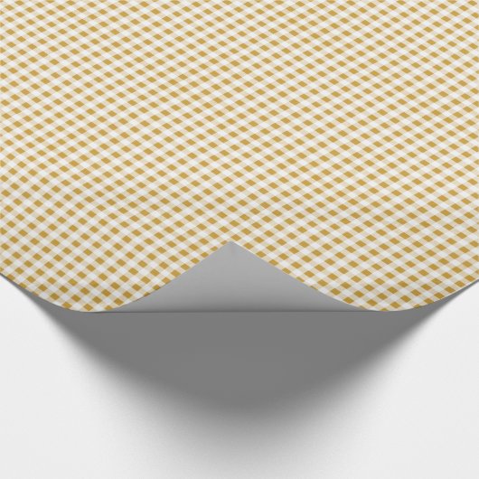 Gold White Gingham Pattern Cadeaupapier (Hoek)