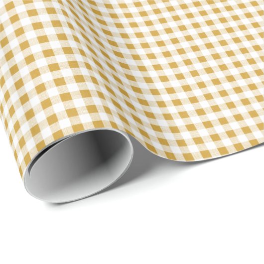 Gold White Gingham Pattern Cadeaupapier (Rol Hoek)