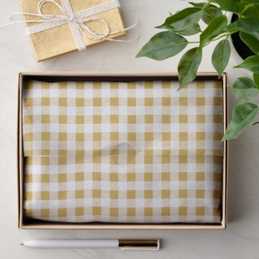 Gold White Gingham Pattern Tissuepapier (Geschenk)