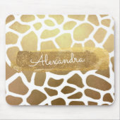 Gold & White Giraffe Print with Gold Glitter Muismat (Voorkant)