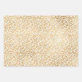 Gold White Glam-kerstluipaard afdrukken Inpakpapier Vel
