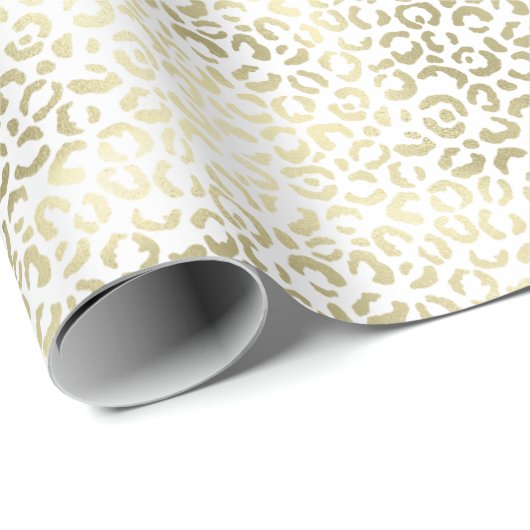 Gold White Glam Leopard Print Cadeaupapier (Rol Hoek)