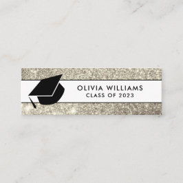Gold White Glitter Afstudeerder Pet Afstuderen Inv Mini Visitekaartje