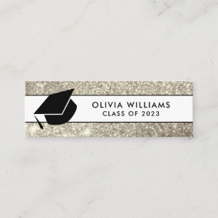 Gold White Glitter Afstudeerder Pet Afstuderen Inv Mini Visitekaartje
