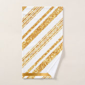 Gold White Glitter Boho Popular Stripes Collectie Bad Handdoek (Handdoek)