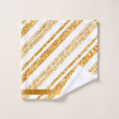 Gold White Glitter Boho Popular Stripes Collectie Bad Handdoek (Wasdoekje)
