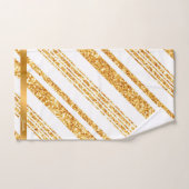 Gold White Glitter Boho Popular Stripes Collectie Bad Handdoek (Handdoek)