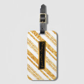 Gold White Glitter Boho Popular Stripes Collectie Bagagelabel (Voorkant (verticaal))