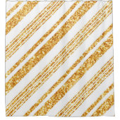 Gold White Glitter Boho Popular Stripes Collectie Douchegordijn (Voorkant)