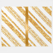 Gold White Glitter Boho Popular Stripes Collectie Fleece Deken (Voorkant (Horizontaal))