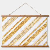 Gold White Glitter Boho Popular Stripes Collectie Hangend Wandkleed (Voorkant)
