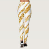 Gold White Glitter Boho Popular Stripes Collectie Leggings (Achterkant)