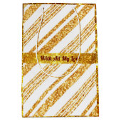 Gold White Glitter Boho Popular Stripes Collectie Medium Cadeauzakje (Voorkant)