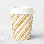 Gold White Glitter Boho Popular Stripes Collectie Papieren Bekers (Achterkant)