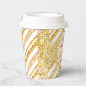 Gold White Glitter Boho Popular Stripes Collectie Papieren Bekers (Rechts)