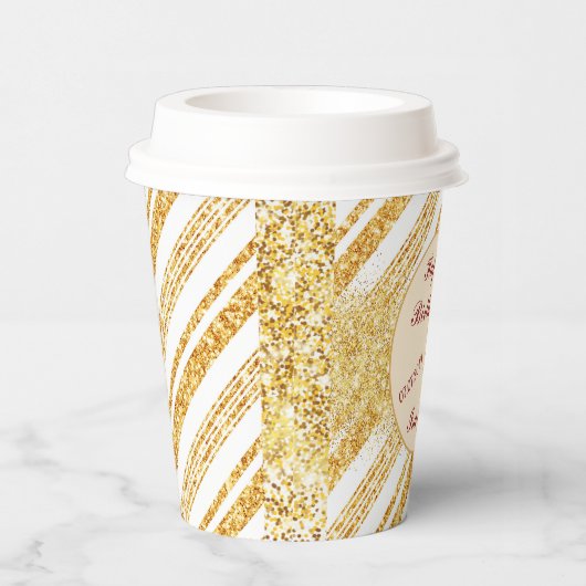 Gold White Glitter Boho Popular Stripes Collectie Papieren Bekers (Rechts)